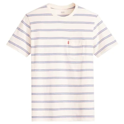 Abbildung von Levi&#039;s Herren SS Classic Pocket Tee T Shirt, Driftwood Stripe EGRET SLUB, S