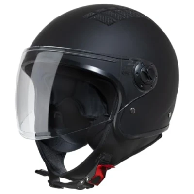 Abbildung von VINZ Como Jethelm mit Visier ECE 22.06 Zertifiziert Roller Helm Mopedhelm Ideal Für Motoroller &amp; Vespa Herren und Damen Komfortabler Motorradhelm XS XL Matt Schwarz