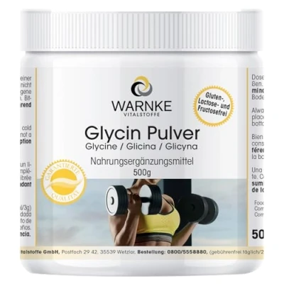 Abbildung von Glycin Pulver 500 g 100% pur ohne Zusatzstoffe, vegan proteinogene Aminosäure Warnke Vitalstoffe Deutsche Apothekenqualität