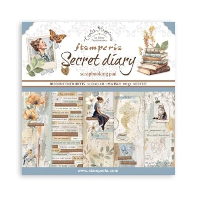 Abbildung von Stamperia Scrapbook Paper Pad for Scrapbooking, Albums, Card Making, Bullet Journalling and More, Acid Free, Double Sided, Perfect Hobbies, Crafts, Gifting (Secret Diary) (30.5 x 30.5cm)