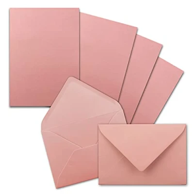 Abbildung von 25x Briefpapier Sets DIN A5 mit C6 Briefumschlägen Altrosa Nassklebung (Rosa) mattes Schreibpapier Kuverts FarbenFroh by GUSTAV NEUSER