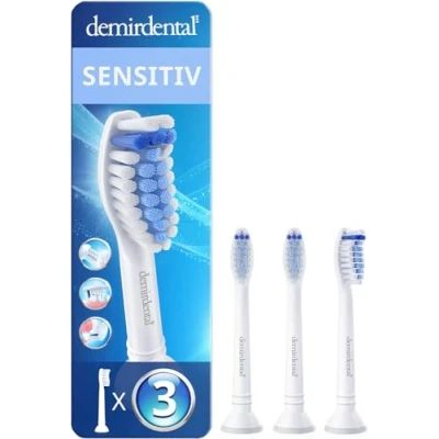 Abbildung von 8er demirdental Sensitive Aufsätze passend für Philips Sonicare Ersatzbürsten, Weiche Bürstenköpfe sensible Zähne, Weiß, entspricht HX6058