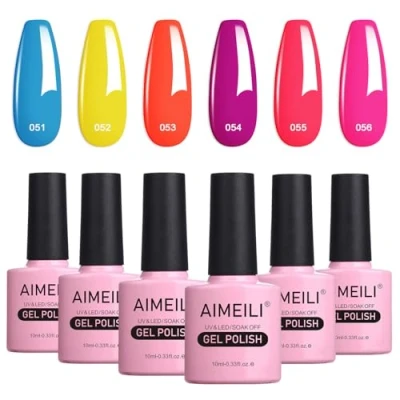 Abbildung von AIMEILI UV LED Sommer Neon Gellack mehrfarbig ablösbarer Gel Nagellack Polish Set Kit 6 x 10ml Nummer 11