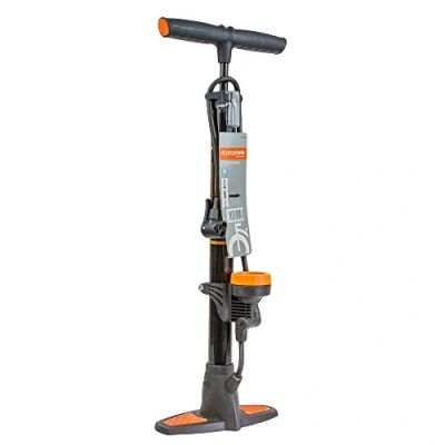 Abbildung von Prophete Fahrradpumpe, Standluftpumpe mit Duo Klemmhebelstecker, max. Pumpdruck 6 bar, ergonomischer Griff, Manometer, Metallgehäuse, Länge 560 mm