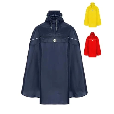Abbildung von HOCK Fahrrad Regenponcho mit neuer Kapuzenform Fahrradponcho Wasserdicht Reflektoren Herren Damen Regenschutz optimales Regencape zum Mitnehmen für alle Biker Blau XL