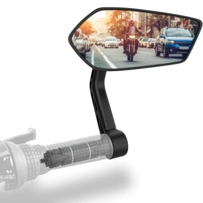 Abbildung von Xcelenze Fahrradspiegel extra große Spiegelfläche schlagfestes Echtglas für Lenker ebike Rückspiegel Fahrrad Spiegel e bike Fahrradrückspiegel (rechts Lenkerende RM12e)