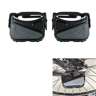 Abbildung von Fahrrad Hinterpedale Klapppedal Pedal FußStüTze Mountainbike Trekking FahrräDer FahrradzubehöR Pedale Kunstharz Universal Pegs Fussraster AchsverläNgerungfußPedal Hinten Schwarz 1 Paar 9.1x9.4cm