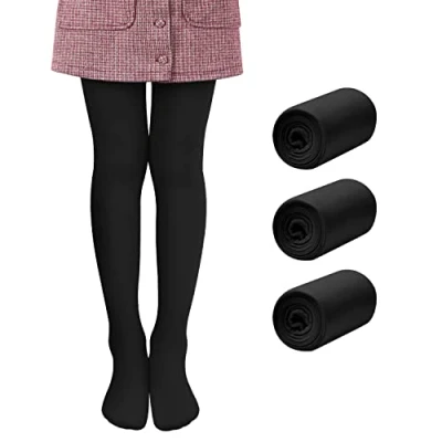 Abbildung von Libella 3er Pack Ballett Strumpfhose für Mädchen Tanzstrumpfhose mit Fuß 80 DEN Blickdicht Mikrofaser Farbig 27251 Schwarz 158 164