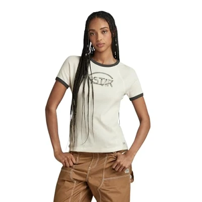 Abbildung von G Star ARMY Ringer Tshirt print, Damen, Größe: XS, Antique white