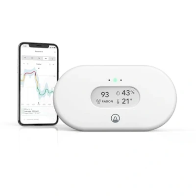 Abbildung von Airthings View Radon 2989 Zuverlässiger Raumluftqualitäts Messgerät für Radon, Temperatur und Feuchtigkeit mit WLAN Verbindung, Hub Funktionalität &amp; Calm Tech Display