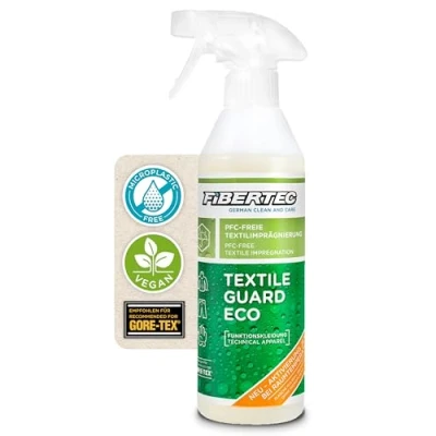 Abbildung von Fibertec Textile Guard Eco RT, 100% PFAS frei, Imprägnierspray für Outdoorbekleidung und Funktionsbekleidung ohne Hitzeaktivierung, 500ml, biologisch abbaubar, lösemittelfrei