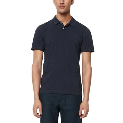 Abbildung von Marc O&#039;Polo Short Sleeve SELF Collar Embroidery Poloshirt, Herren, Größe: Large, Dark navy