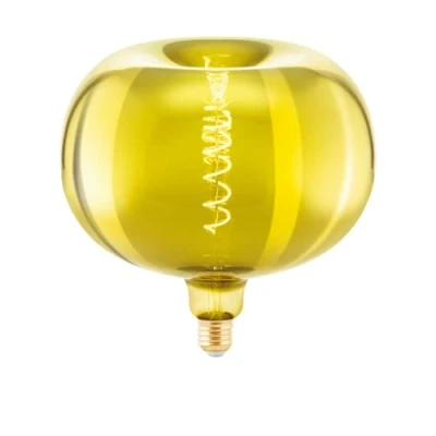 Abbildung von EGLO E27 Lampe dimmbar in Apfelform, Spiral LED Glühbirne Big Size, extra großes Vintage Deko Leuchtmittel gold bedampft im Retro Design, 4 Watt, 40 Lumen, warmweiß, 1900k, Ø 22 cm