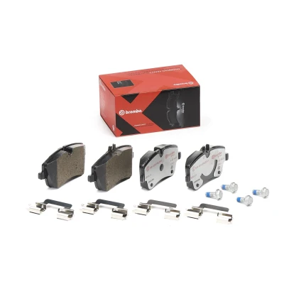Abbildung von BREMBO P 50 045X Bremsbelagsatz für Verschleißwarnanzeiger vorbereitet mit Bremssattelschrauben Zubehör MERCEDES BENZ: CLK Coupe, C Class Saloon
