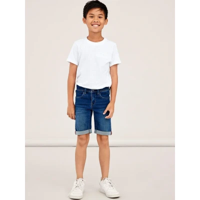 Abbildung von Name it Silas SLIM Jeans Shorts für Kinder, Größe: 176, Medium blue denim