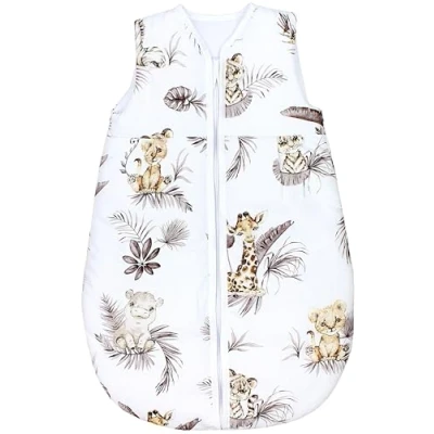Abbildung von TupTam Ganzjahresschlafsack 2.5 TOG wattiert ärmellos Baby Schlafsack OEKO TEX, Farbe: Löwe/Blätter/Beige, Größe: 104 110
