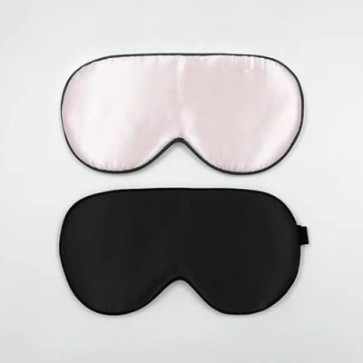 Abbildung von townssilk 2 x Schlafmaske aus 100 % Seide mit verstellbarem Band, bequeme und superweiche Augenmaske, 1 schwarz rosa