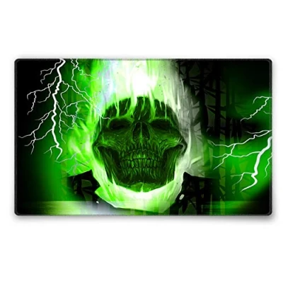 Abbildung von Silent Monsters Mauspad 360 x 250 mm Stoff Mousepad Totenkopf grün Vernähter Rand rutschfest Gaming Büro Office Homeoffice 36 25 cm Mouse Pad Mat Mausunterlage für alle Maus Arten