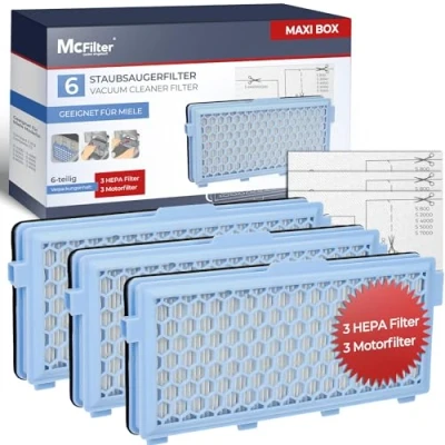 Abbildung von McFilter 3 HEPA Filter geeignet für Miele Staubsauger Compact C1 C2, Complete C2 C3, S8340, S8360 S4000, S5000, S6000, S8000 Serie, S2, S3, S4, S5, S6 Serie Alternative SF HA 50, AP 50