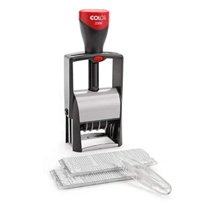 Abbildung von COLOP Classic Line 2360 Datumstempel SET mit 2 Typeneinreihungen und Pinzette zum Selbst setzen Ihres Wunschttextes, 17 x 8 5,5 cm