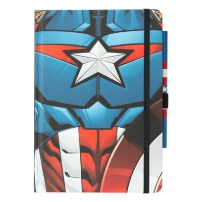 Abbildung von Grupo Erik Premium Notizbuch mit Stift Marvel Captain America A5 Dotted Klein Reisetagebuch zum selberschreiben Bullet Journal Tagebuch Mädchen und Jungen