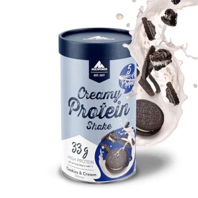 Abbildung von Multipower Creamy Protein Shake 420 g, hochwertiges Cookies &amp; Cream Pulver mit Whey und Casein, für leckere Shakes zum Muskelaufbau
