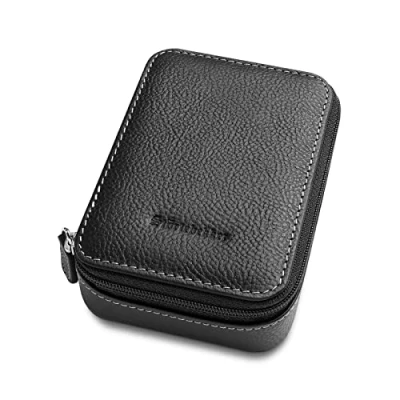 Abbildung von Störtebekker® Premium Rasierhobel Etui Schwarz hochwertiges aus echtem Leder nachhaltig produziert und verpackt geeignet für alle Rasierer Geschenkidee