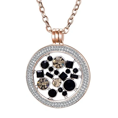 Abbildung von Morella Damen Halskette Rosegold 70 cm Edelstahl und Zirkonia Anhänger mit Coin Universum 33 mm im Schmuckbeutel