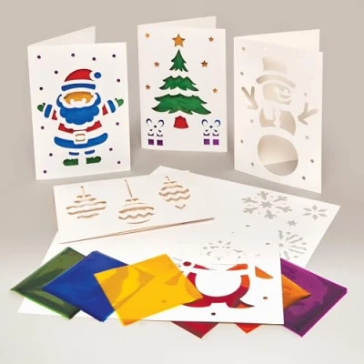 Abbildung von Baker Ross FX849 Weihnachts Glasbild Karten Sets Packung mit 6, Kartenbastelset für Kinder, Mittel