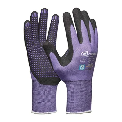 Abbildung von Gebol Multi Flex Lady Arbeitshandschuhe mit Nitril Beschichtung &amp; Noppen Nitrilhandschuhe dermatologisch getestet Gartenhandschuhe Grip für Damen Größe S (Gr 7) Lila 1 Paar