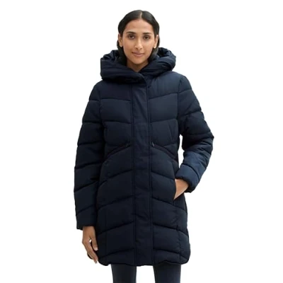 Abbildung von TOM TAILOR Damen 1042914 Steppmantel mit Kapuze, 10668 Sky Captain Blue, L