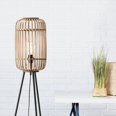 Abbildung von Brilliant Stehlampe »Woodrow«, 1 flammig, Leuchtmittel E27 ohne Leuchtmittel, Stehlampe, dreibeinig holz