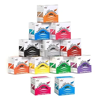 Abbildung von Nasara Original Kinesiologie Physio Sport Tape: Sparset mit 12 Tapes für und Medizin, Rollengröße 5cm x 5m, Mix 2x pink, türkis