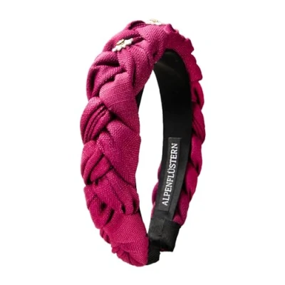 Abbildung von Alpenflüstern Trachten Haarreif Leinen Flechtoptik &amp; Strass Edelweiß Greta Damen Haarschmuck rutschfest, Haarband geflochten fürs Dirndl (beere) ADV145