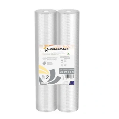 Abbildung von 2 Vakuumier rollen (28 cm x 3 meter) für alle Arten von Haushaltsverpackern, FoodSaver, Silvercrest, Lacor, Caso, Tre Spade, etc.