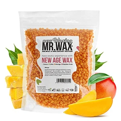 Abbildung von Mr. Wax New Age Waxing Mango Wachsperlen für Haarentfernung, Wachs Warmwachs Perlen, schmerzfreie Enthaarung im Gesicht Augenbrauen, Oberlippe, Intimbereich, Achseln