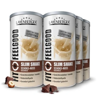 Abbildung von Layenberger Fit+Feelgood Slim Shake Powder, Mahlzeitersatz für 72 Portionen mit je 213 kcal (6x 396 g) Schoko Nuss