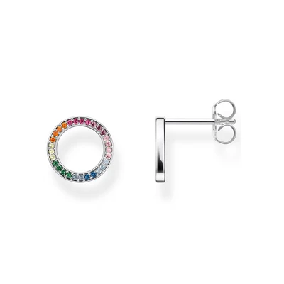 Abbildung von THOMAS SABO Paar Ohrstecker »Kreise Groß bunt oder weiß, H1947 051 14, 318 7«, mit Glas Keramik Stein, Korund, Spinell, Zirkonia (synth.)
