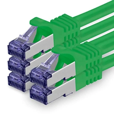 Abbildung von 1aTTack.de Cat.7 Netzwerkkabel 5m Grün 5 Stück Cat7 Patchkabel (SFTP/PIMF/LSZH) Rohkabel 10 Gb/s mit Rj 45 Stecker Cat.6a x Meter