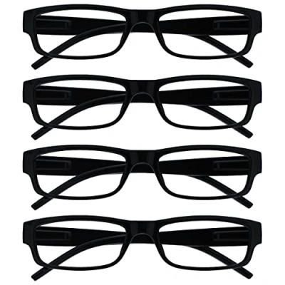 Abbildung von The Reading Glasses Company Die Lesebrille Unternehmen Schwarz Leicht Komfortables Leser Wert 4er Pack Designer Stil Herren Frauen UVR4PK032 +1,50