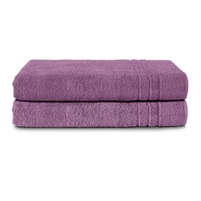 Abbildung von Komfortec 2er Saunatuch Set 70x200 cm aus 100% Baumwolle, XXL Saunatücher, Sauna Handtuch, Weich, Groß, Frottee, Schnelltrocknend, Violett