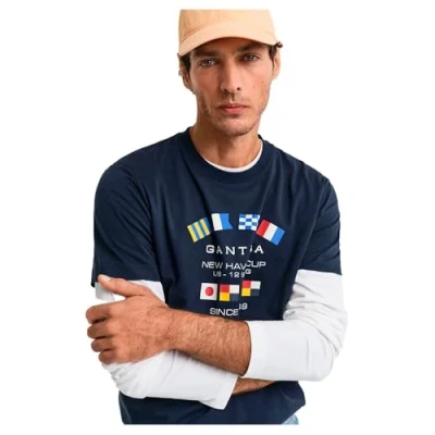 Abbildung von GANT Herren Graphic SS T Shirt, Evening Blue, M