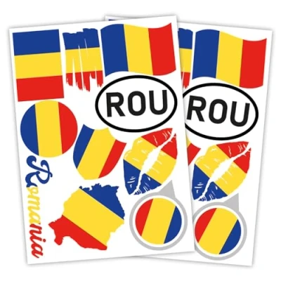 Abbildung von Finest Folia 2er Set DIN A4 Länderaufkleber Fahne Aufkleber Länderfahne Flagge für Auto Motorrad Sticker Länderflagge selbstklebend wetterfest R217 (47 Rumänien)