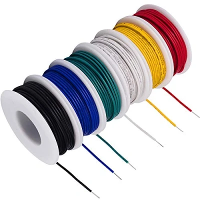 Abbildung von TUOFENG 20 awg Draht Solid Core Hookup Drähte 6 Verschiedene farbige Jumper Wire 26.3 ft oder 8 m Jeder, Messgerät verzinnte Kupferdraht PVC (OD: 1.7mm) Haken oben Kit