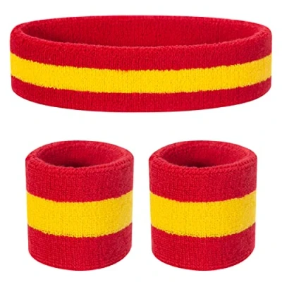 Abbildung von ONUPGO Kinder Schweißbänder Stirnband Armband Set Athletisches Baumwollschweißband für Sport (1 + 2 Armbänder)