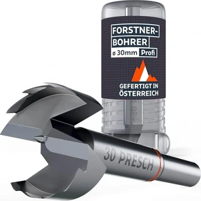 Abbildung von Presch Forstnerbohrer Ø 30mm Extrem scharfer, langlebiger Astlochbohrer Hochpräzise Zentrierspitze für perfekten Rundlauf Zuverlässige Leistung dank optimierter Standzeit