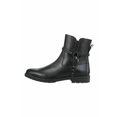 Abbildung von MARCO TOZZI Damen Stiefeletten ohne Absatz aus Leder Flach, Schwarz (Black), 39 EU