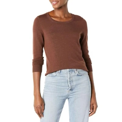 Abbildung von Amazon Essentials Damen Leichter, Langärmeliger Pullover Mit Rundhalsausschnitt (Erhältlich in Übergröße), Dunkles Kastanienbraun, XXL