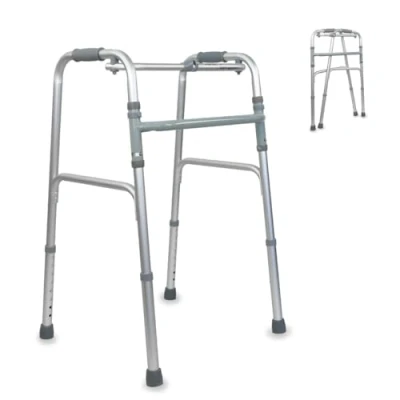 Abbildung von Mobiclinic®, Gehhilfe, Gehbock, Schmal, Stabil, klappbar, 4 Gummifüße, Aus Aluminium, Leichtgewicht, Europäische Marke, Höhenverstellbar, Ergonomische Griffe, Nur 2,5 kg, Silber, Modell Columna