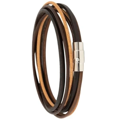 Abbildung von Simaru Lederarmband/Wickelarmband „Natur“ mit Magnetverschluss für Damen &amp; Herren, pflanzlich gegerbtes Naturleder/Echtleder, langlebig robust, natürlich schöne Farben